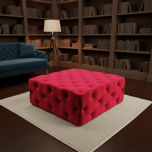 Large Velvet Square Ottoman Coffee Table with Storage – Multiple Colour Options - ISTOOLS