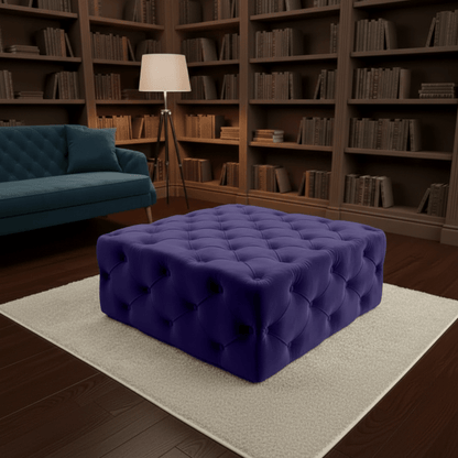 Large Velvet Square Ottoman Coffee Table with Storage – Multiple Colour Options - ISTOOLS