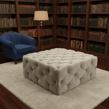 Large Velvet Square Ottoman Coffee Table with Storage – Multiple Colour Options - ISTOOLS