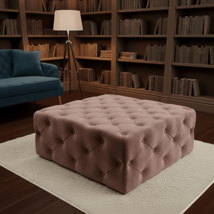 Large Velvet Square Ottoman Coffee Table with Storage – Multiple Colour Options - ISTOOLS