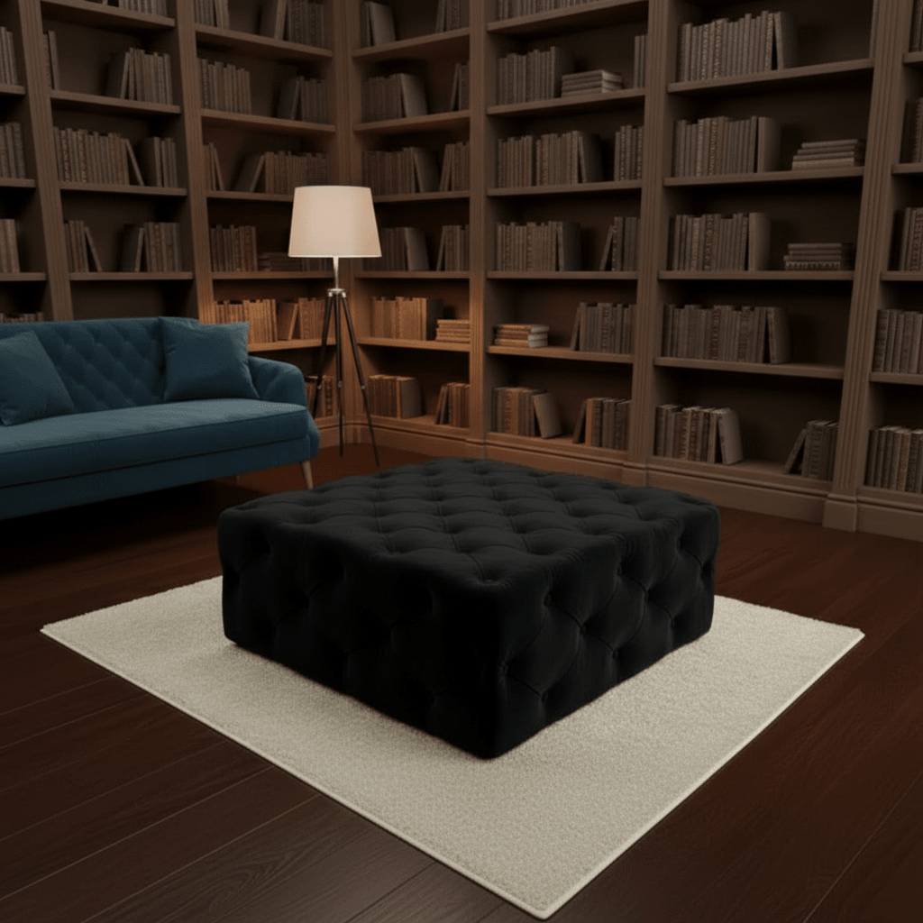 Large Velvet Square Ottoman Coffee Table with Storage – Multiple Colour Options - ISTOOLS