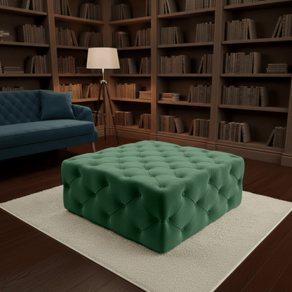 Large Velvet Square Ottoman Coffee Table with Storage – Multiple Colour Options - ISTOOLS