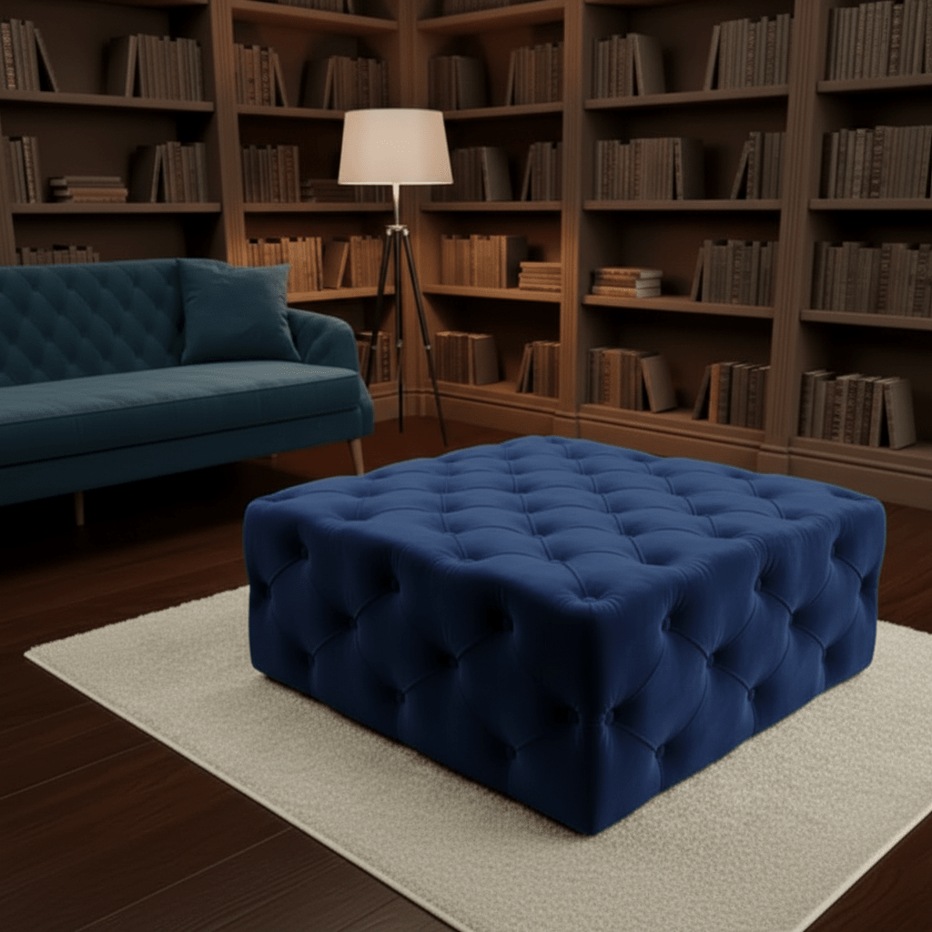 Large Velvet Square Ottoman Coffee Table with Storage – Multiple Colour Options - ISTOOLS