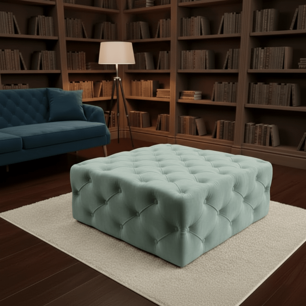 Large Velvet Square Ottoman Coffee Table with Storage – Multiple Colour Options - ISTOOLS