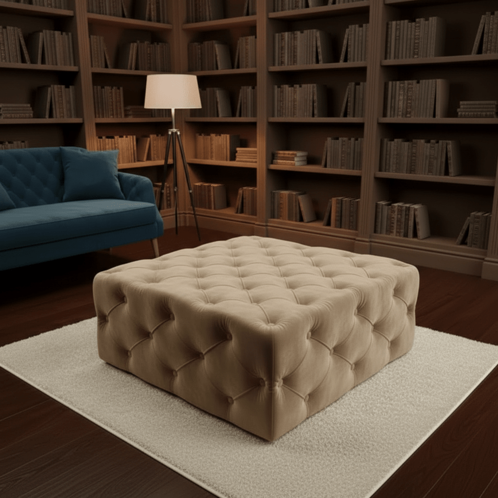 Large Velvet Square Ottoman Coffee Table with Storage – Multiple Colour Options - ISTOOLS