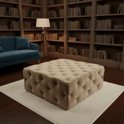 Large Velvet Square Ottoman Coffee Table with Storage – Multiple Colour Options - ISTOOLS