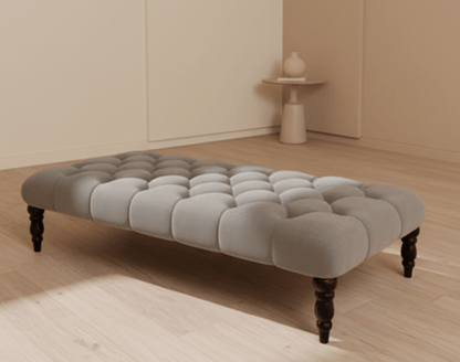 Light grey Coffee table upholstered chesterfield footstool - ISTOOLS