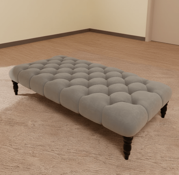 Elegant Coffee Table Footstool in Light Grey Upholstery - ISTOOLS