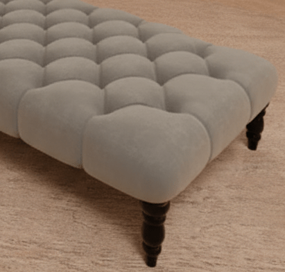 Light grey Coffee table upholstered chesterfield footstool - ISTOOLS