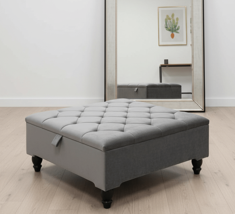 Light Grey Ottoman With Storage - ISTOOLS