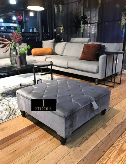 Light Grey Ottoman With Storage - ISTOOLS