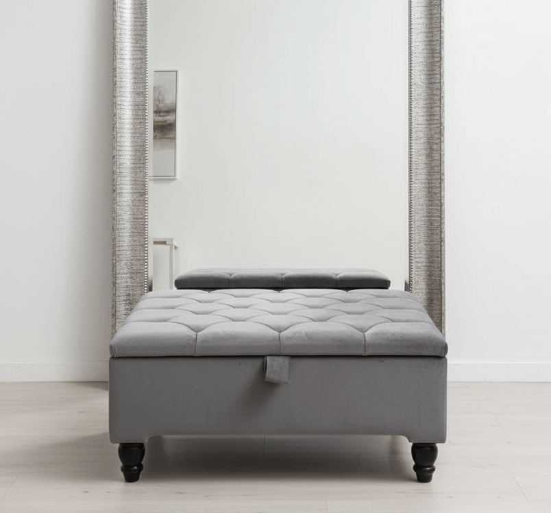Light Grey Lift-Up Storage Ottoman – Bedroom and Hallway Use  - ISTOOLS