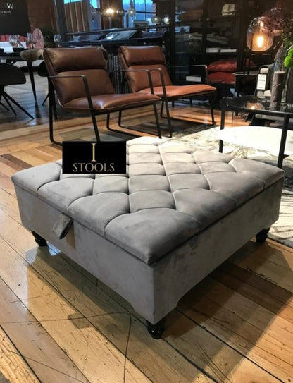 Light Grey Ottoman With Storage - ISTOOLS