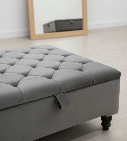 Light Grey Ottoman With Storage - ISTOOLS