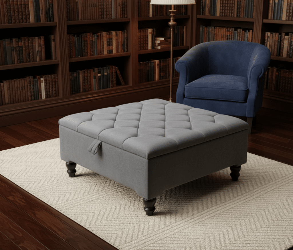 Light Grey Ottoman With Storage