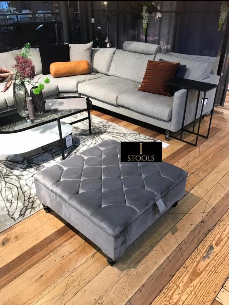 Light Grey Ottoman With Storage - ISTOOLS