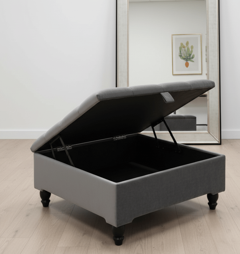 Plush Velvet Storage Ottoman Seat – Multi-Functional UK Home - ISTOOLS