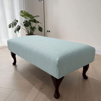 LUXURY BESPOKE FOOTSTOOL OTTOMAN CUSTOM MADE TO MEASURE LOUNGE SEAT PREMIUM UPHOLSTERED NON STORAGE BENCH PLAIN FABRIC POUFFE - ISTOOLS