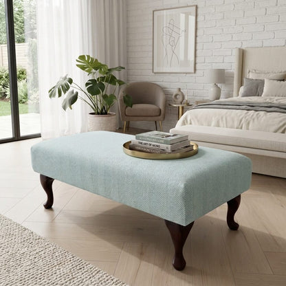 LUXURY BESPOKE FOOTSTOOL OTTOMAN CUSTOM MADE TO MEASURE LOUNGE SEAT PREMIUM UPHOLSTERED NON STORAGE BENCH PLAIN FABRIC POUFFE - ISTOOLS