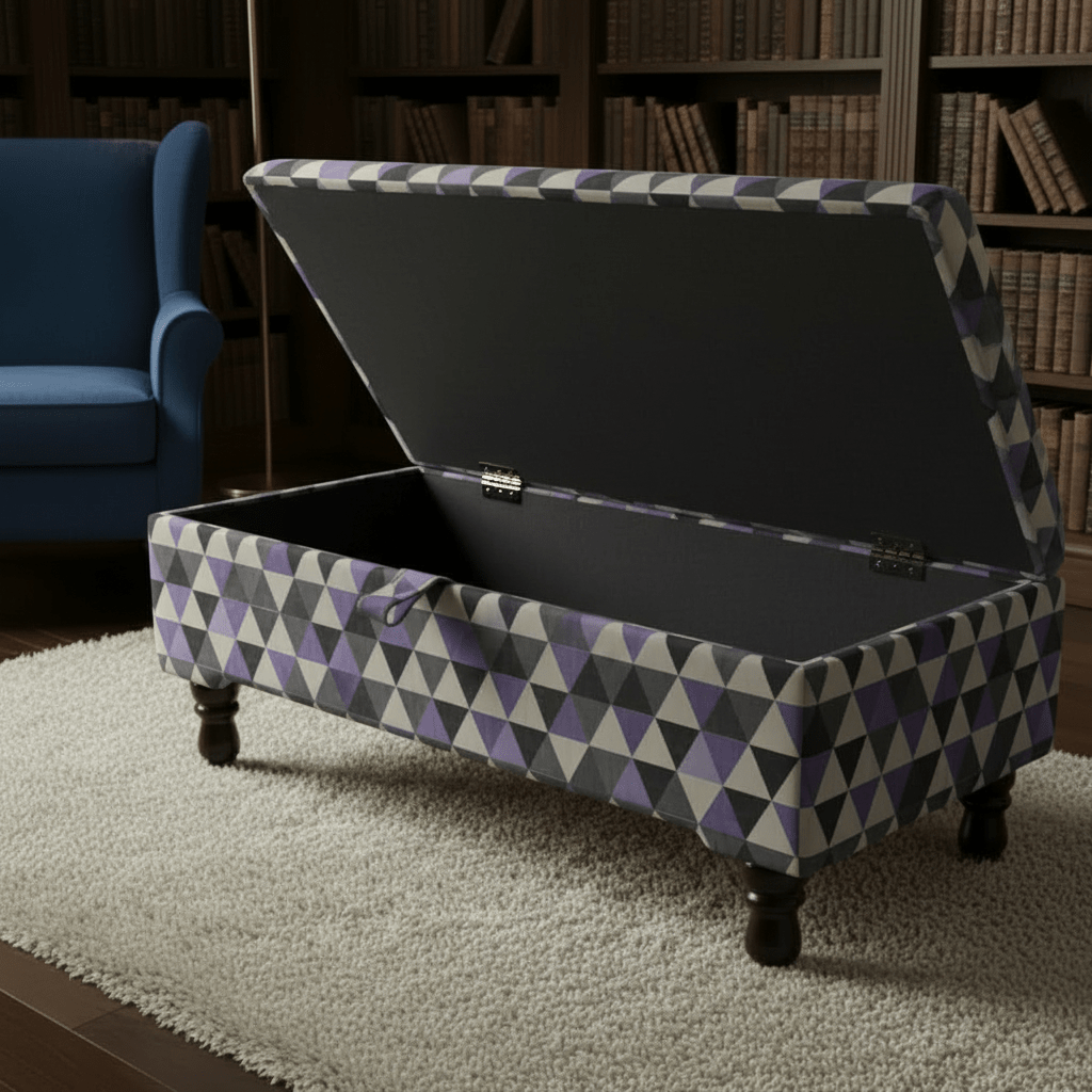 Luxury Blanket Box Hand - Upholstered Abstract Style Storage - ISTOOLS