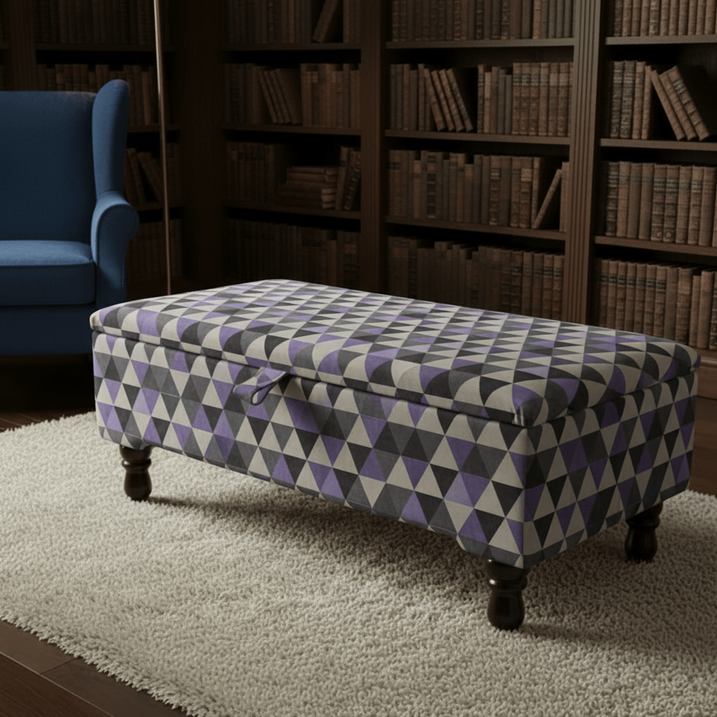 Luxury Blanket Box Hand - Upholstered Abstract Style Storage - ISTOOLS