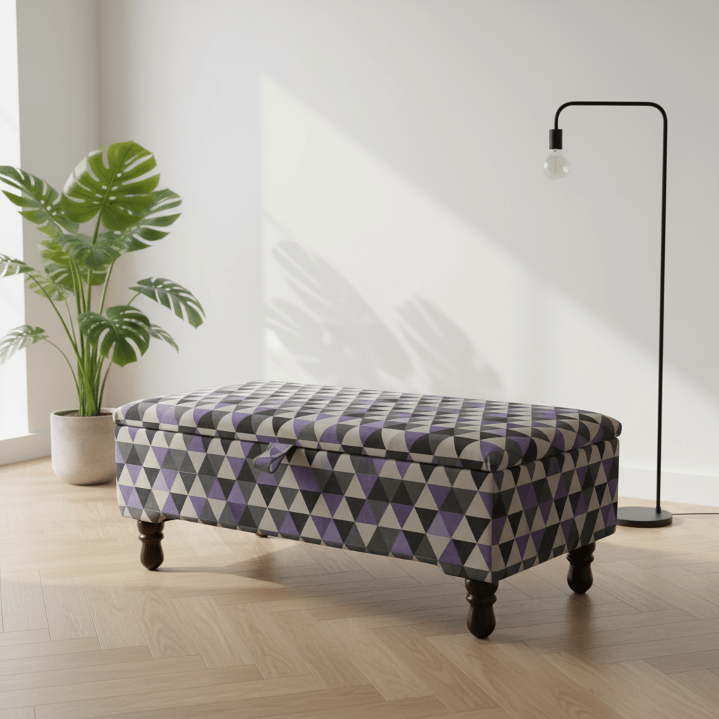 Luxury Blanket Box Hand - Upholstered Abstract Style Storage - ISTOOLS