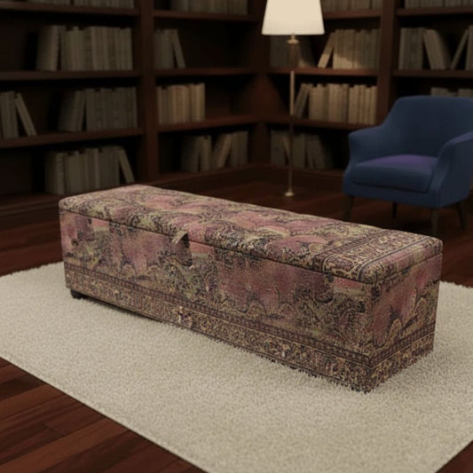 Luxury Blanket Box Hand - Upholstered Abstract Style Storage Bench - ISTOOLS