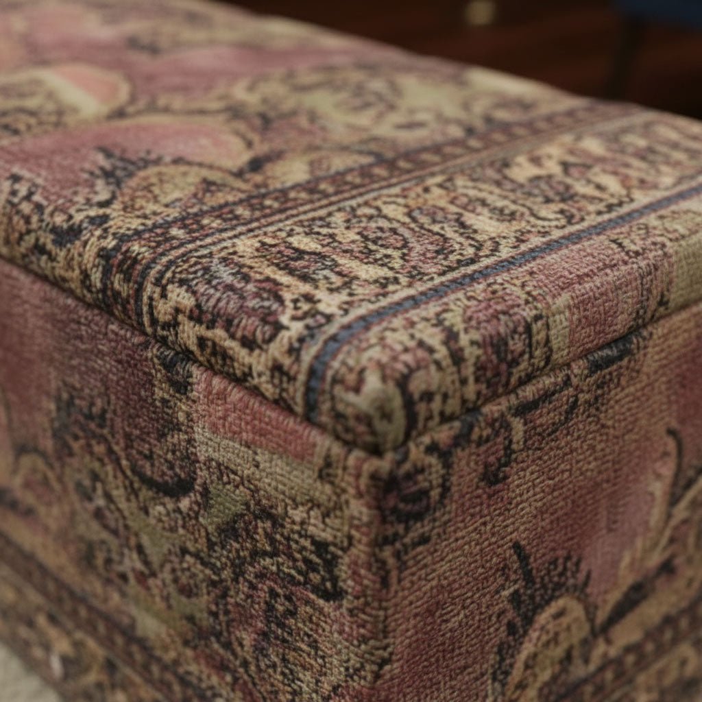 Luxury Blanket Box Hand - Upholstered Abstract Style Storage Bench - ISTOOLS
