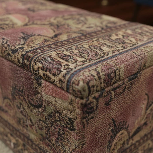 Luxury Blanket Box Hand - Upholstered Abstract Style Storage Bench - ISTOOLS