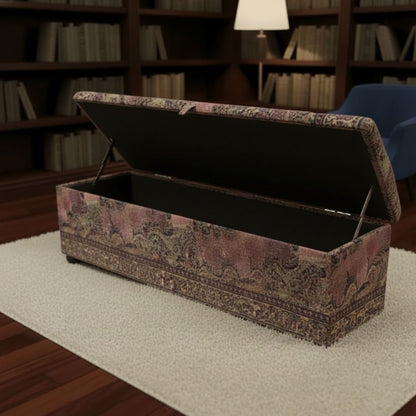 Luxury Blanket Box Hand - Upholstered Abstract Style Storage Bench - ISTOOLS