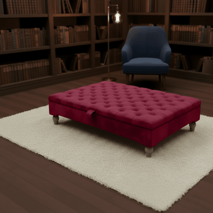Luxury Chesterfield Square Coffee Table UK – Velvet Button Tufted Storage Ottoman - ISTOOLS
