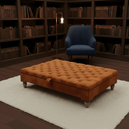 Luxury Chesterfield Square Coffee Table UK – Velvet Button Tufted Storage Ottoman - ISTOOLS
