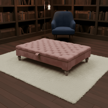 Luxury Chesterfield Square Coffee Table UK – Velvet Button Tufted Storage Ottoman - ISTOOLS
