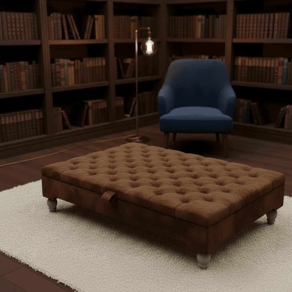 Luxury Chesterfield Square Coffee Table UK – Velvet Button Tufted Storage Ottoman - ISTOOLS