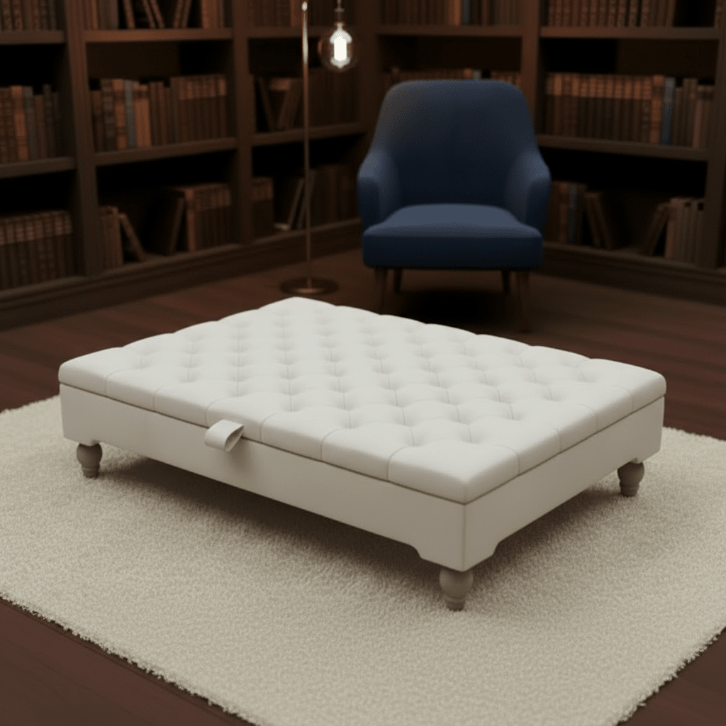 Luxury Chesterfield Square Coffee Table UK – Velvet Button Tufted Storage Ottoman - ISTOOLS