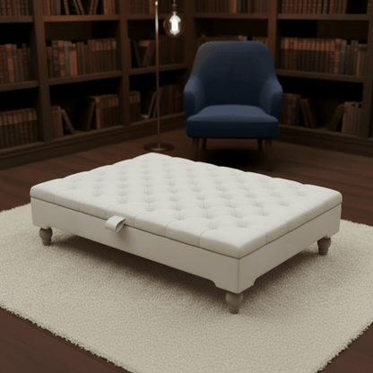 Luxury Chesterfield Square Coffee Table UK – Velvet Button Tufted Storage Ottoman - ISTOOLS