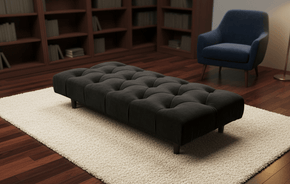 Luxury Chesterfield Velvet Footstool Bench – Black Pouffe Ottoman Footrest