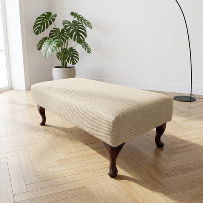 LUXURY CUSTOM OTTOMAN COFFEE TABLE BESPOKE UPHOLSTERED FOOTSTOOL PREMIUM NON STORAGE BENCH PLAIN FABRIC SEAT HANDCRAFTED UK - ISTOOLS