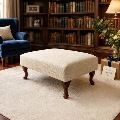 LUXURY CUSTOM OTTOMAN COFFEE TABLE BESPOKE UPHOLSTERED FOOTSTOOL PREMIUM NON STORAGE BENCH PLAIN FABRIC SEAT HANDCRAFTED UK - ISTOOLS