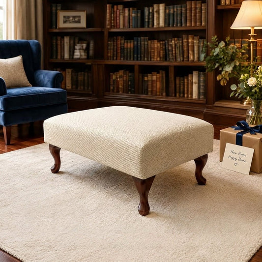 LUXURY CUSTOM OTTOMAN COFFEE TABLE BESPOKE UPHOLSTERED FOOTSTOOL PREMIUM NON STORAGE BENCH PLAIN FABRIC SEAT HANDCRAFTED UK - ISTOOLS