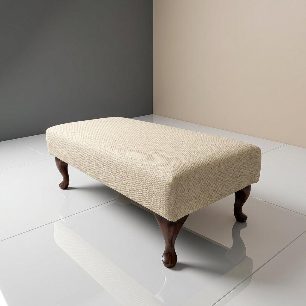 LUXURY CUSTOM OTTOMAN COFFEE TABLE BESPOKE UPHOLSTERED FOOTSTOOL PREMIUM NON STORAGE BENCH PLAIN FABRIC SEAT HANDCRAFTED UK - ISTOOLS