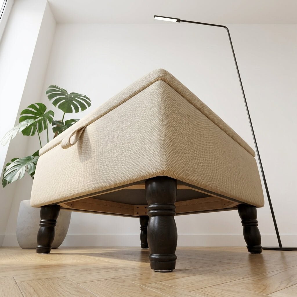 LUXURY CUSTOM SQUARE FOOTSTOOL HIDDEN STORAGE BOX - ISTOOLS
