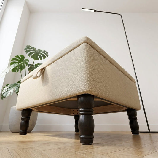 LUXURY CUSTOM SQUARE FOOTSTOOL HIDDEN STORAGE BOX - ISTOOLS
