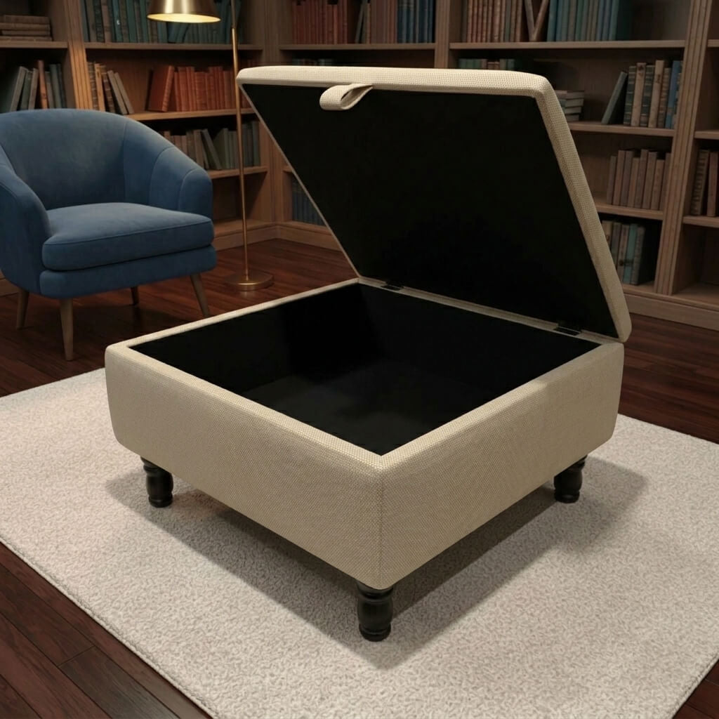 LUXURY CUSTOM SQUARE FOOTSTOOL HIDDEN STORAGE BOX - ISTOOLS