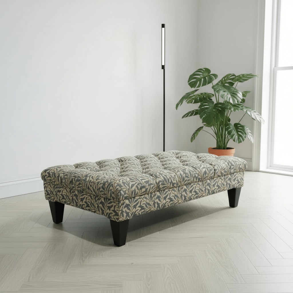 Luxury Deep Buttoned Centrepiece Footstool Vibrant Art Style - ISTOOLS