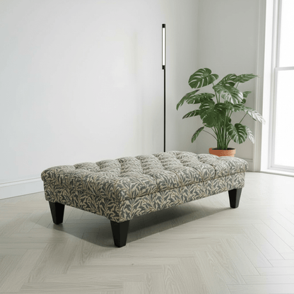 Luxury Deep Buttoned Centrepiece Footstool Vibrant Art Style - ISTOOLS