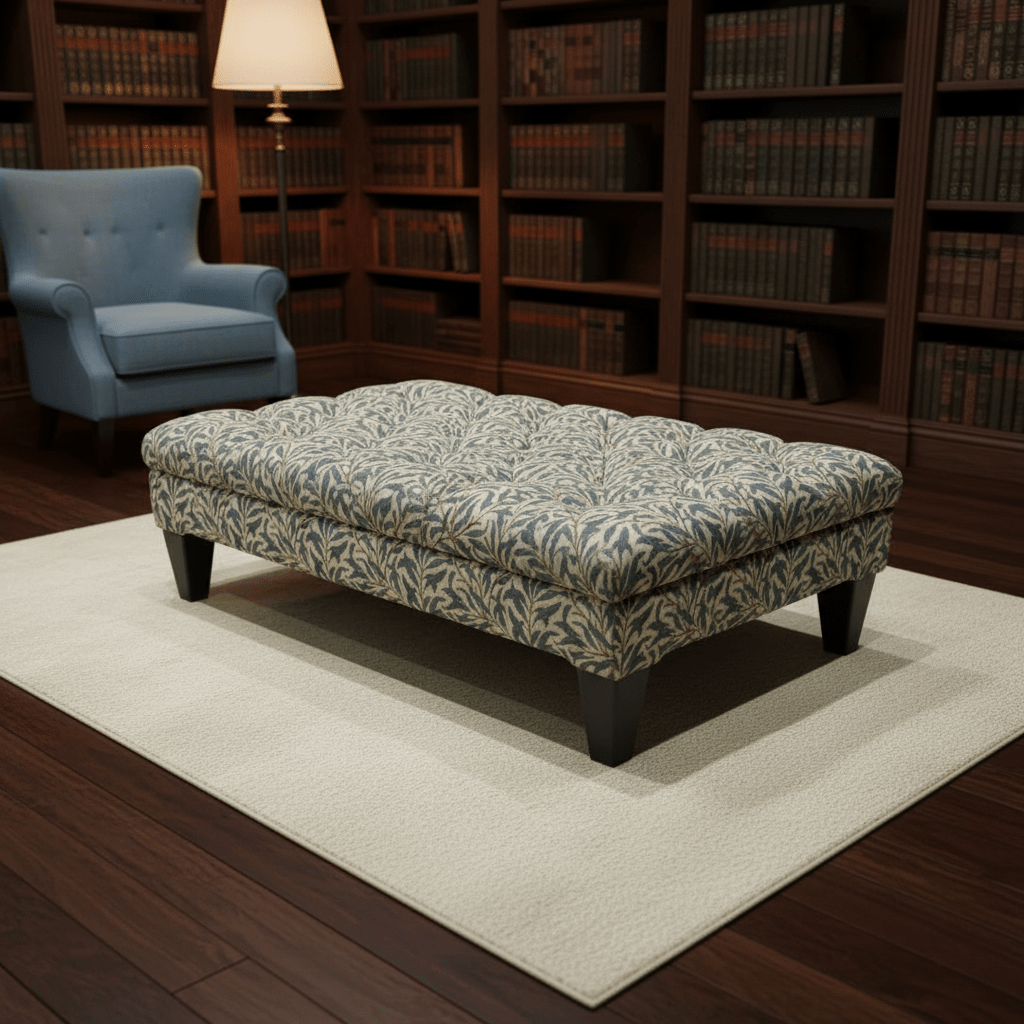 Luxury Deep Buttoned Centrepiece Footstool Vibrant Art Style - ISTOOLS