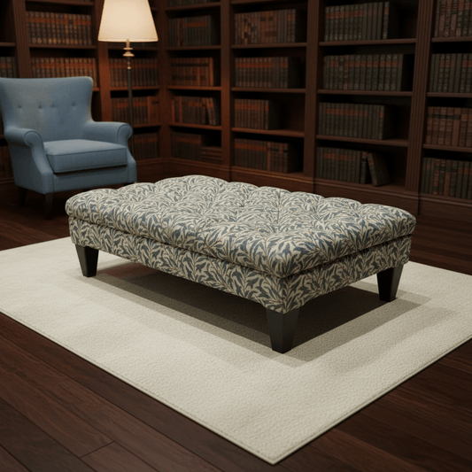 Luxury Deep Buttoned Centrepiece Footstool Vibrant Art Style - ISTOOLS