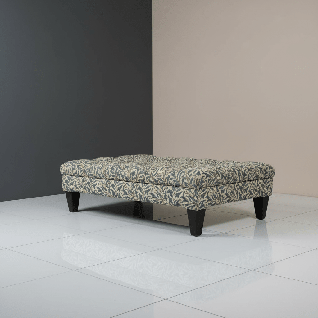 Luxury Deep Buttoned Centrepiece Footstool Vibrant Art Style - ISTOOLS