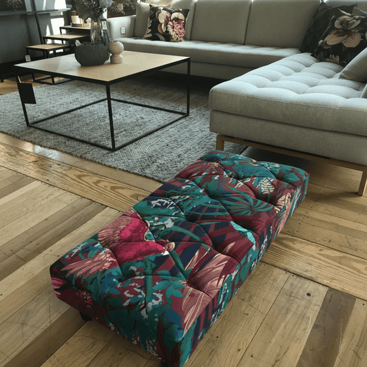 Luxury Deep Buttoned Rectangular Floor Footstool non - storage bec - ISTOOLS